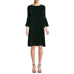 Lafayette 148 Velvet Shift Dress with Bell Sleeves